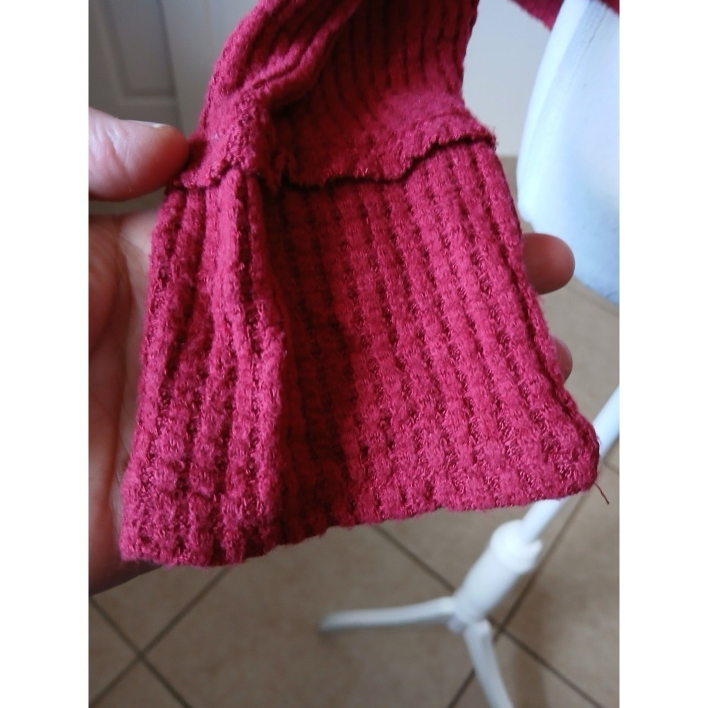 KNOX ROSE Waffle Knit Dropped Shoulder Blouse Topβ Small Front Knot Lace Back - Picture 6 of 16